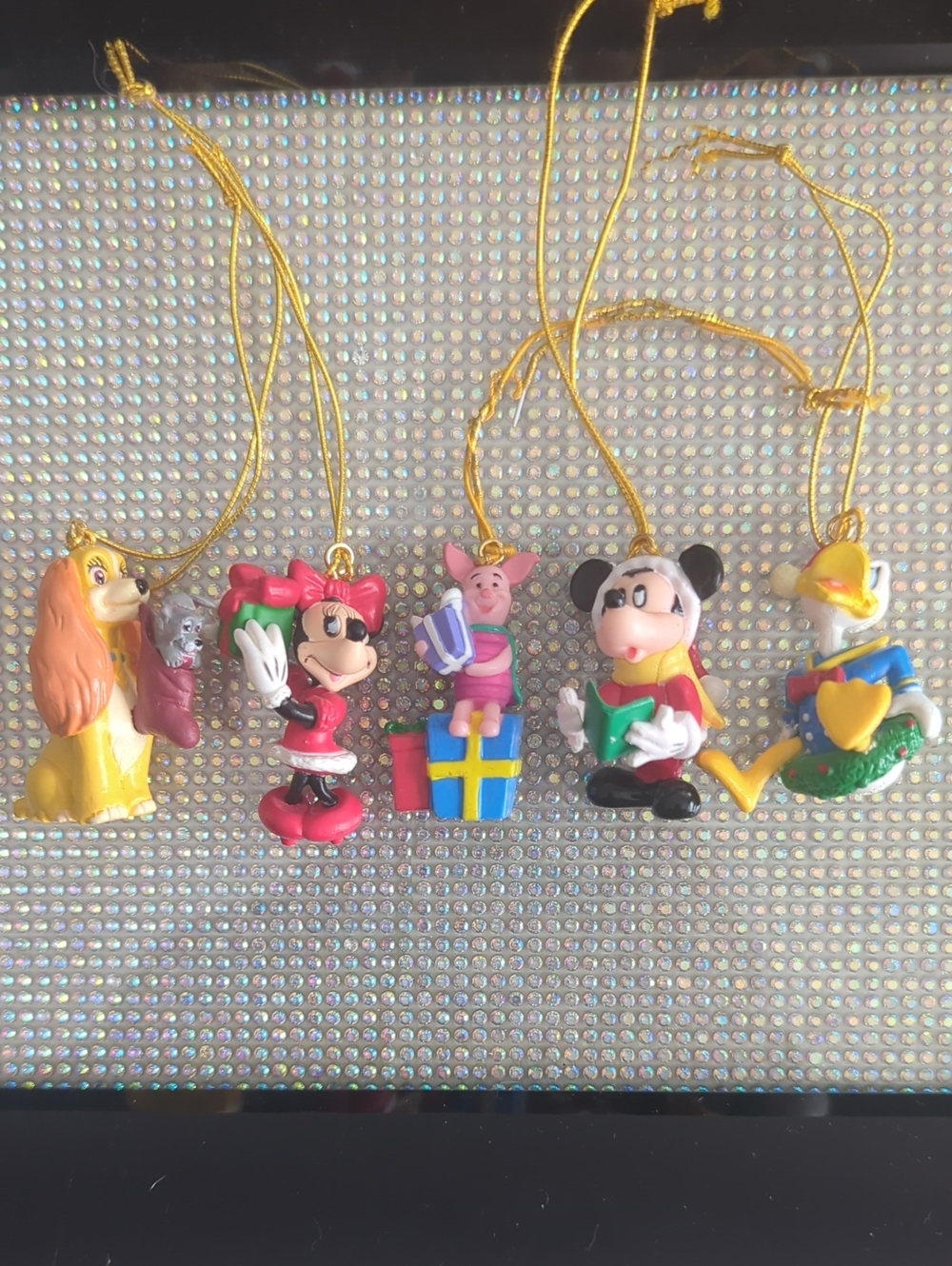Set of 5 Mickey and Friends Mini Little Christmas Tree Ornaments